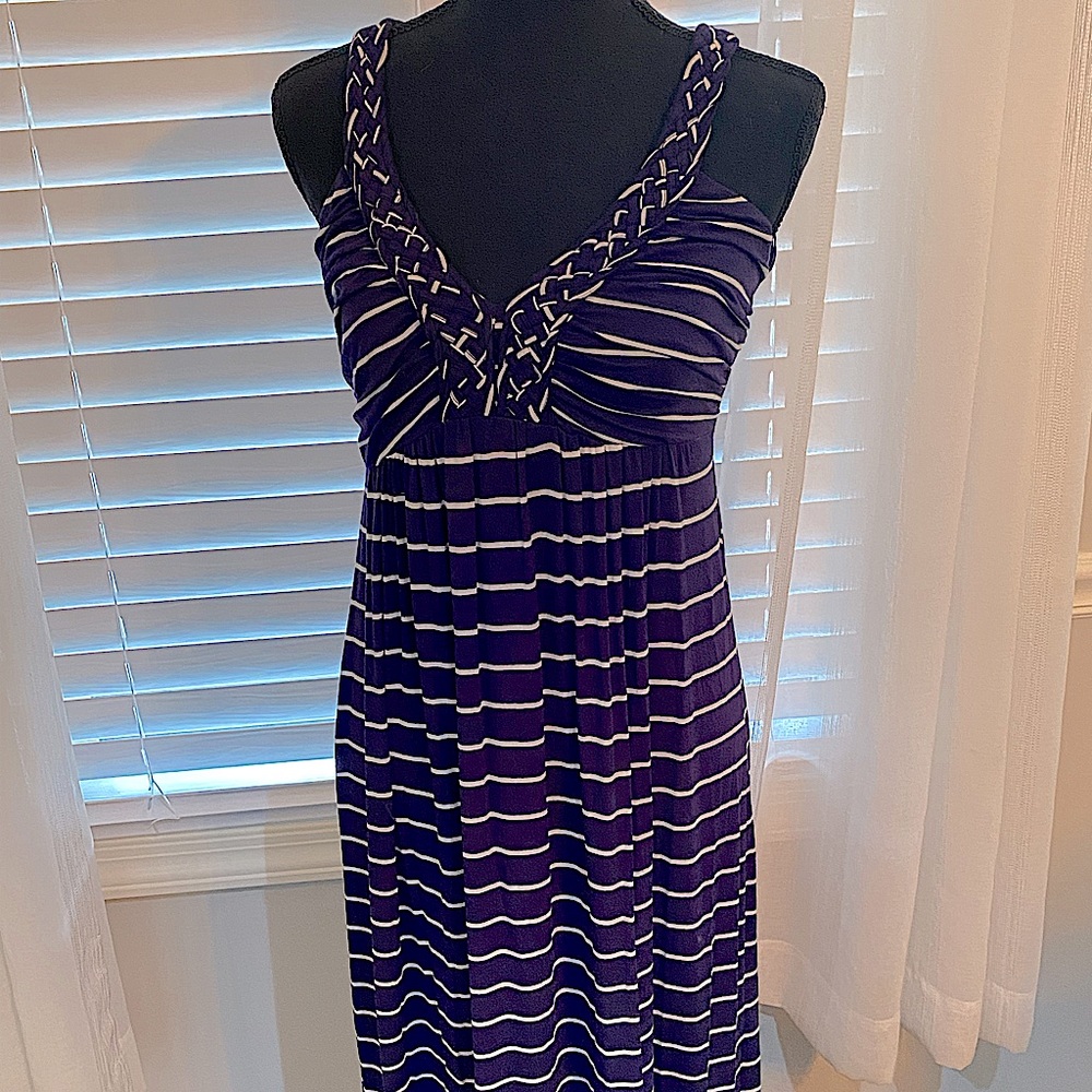 Purple with white stripes maxi dress
